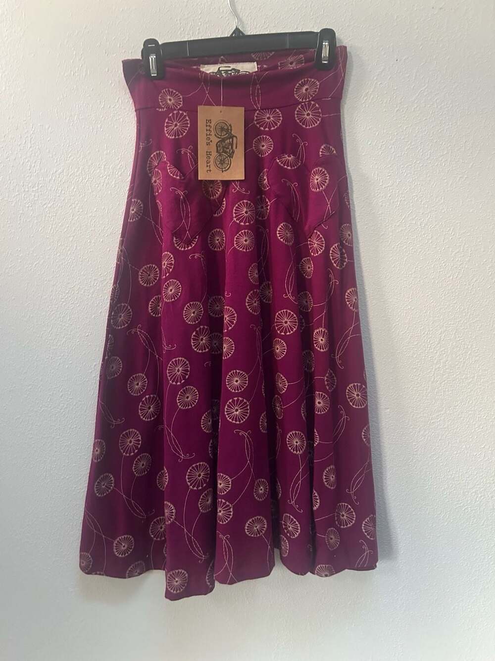 Effie's Heart Dandelion Midi Skirt Purple Floral Print New with Tags